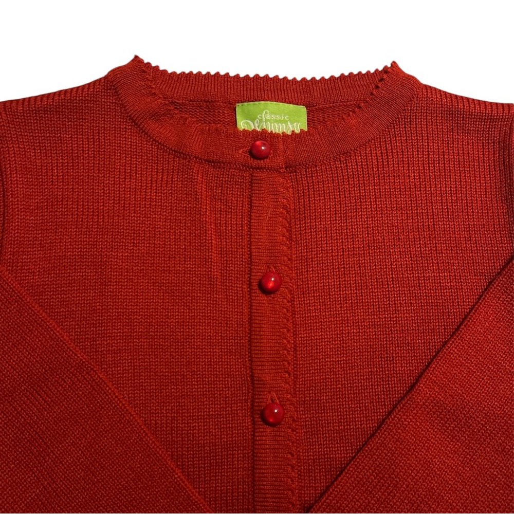 Red Button Up Sweater Classic Whimsy - Picture 5 of 5